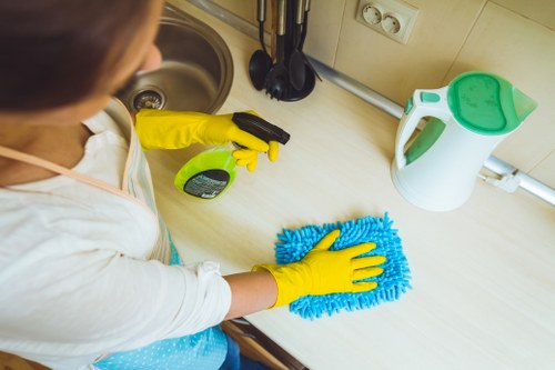 Deep cleaning equipment used on a tiled hard floor in Kennington