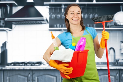 Office cleaning routine in a Kennington meeting room and hallway